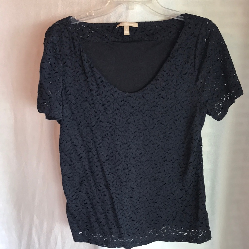 Banana Republic navy blue lace Top